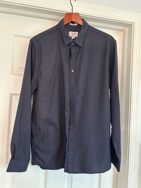 Express Navy Microdot Long-Sleeve Button-Down Shirt